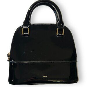 VASIC Black Patent Leather Doctors Bag Crossbody Purse
